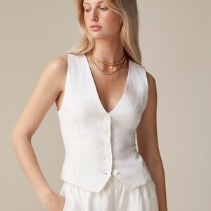 J.Crew | Linen Slim Fit White Vest Size 2